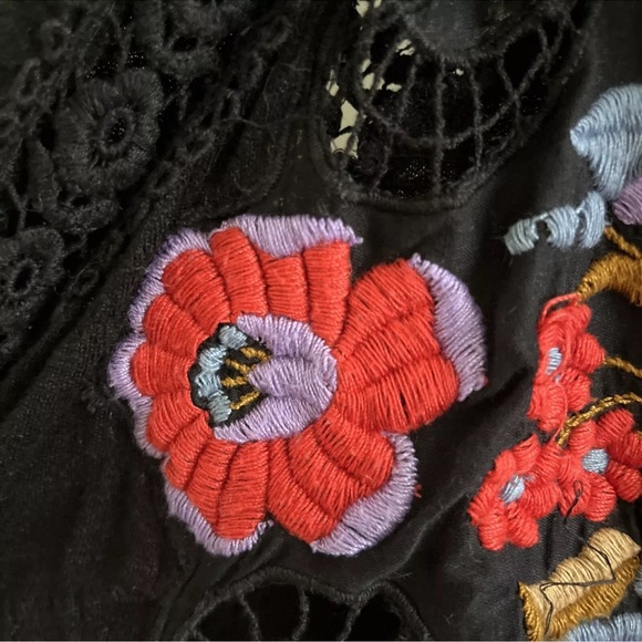 Free People Black Ruffled Embellished Long Sleeve Blouse - Picture 14 of 15